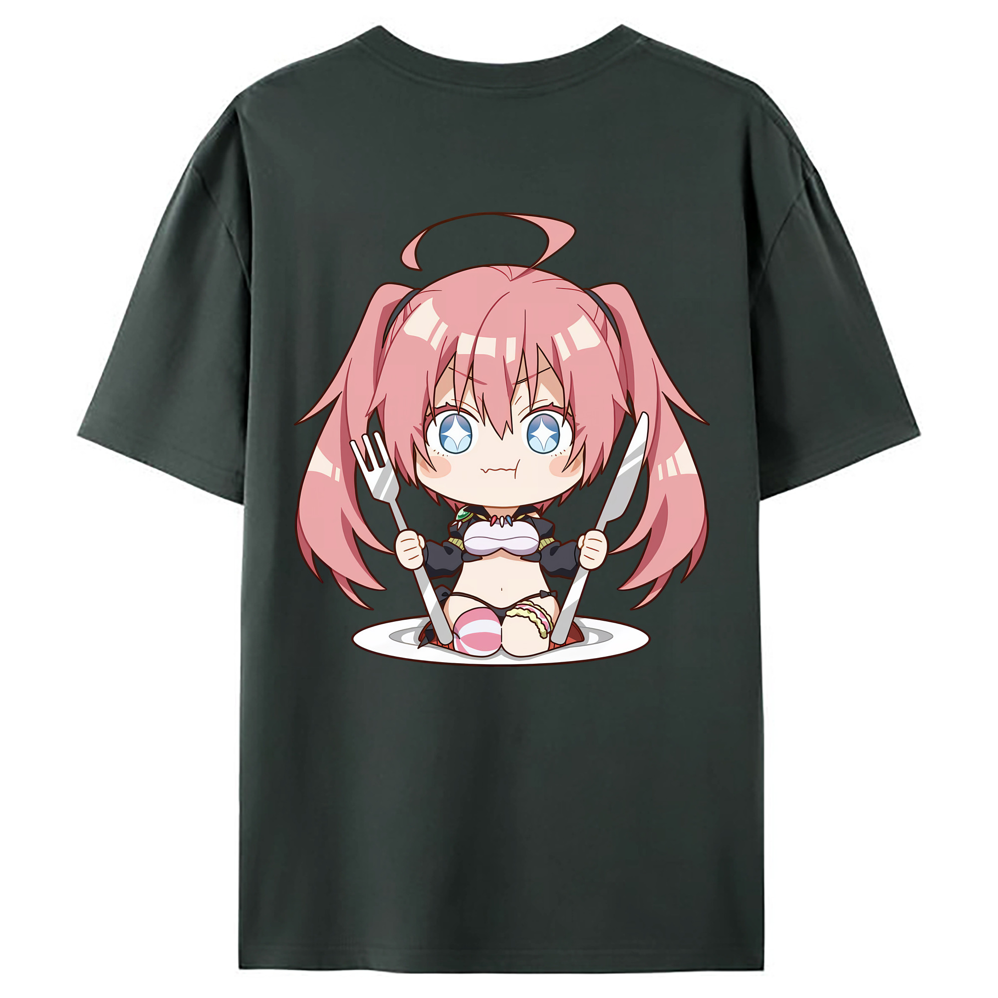 （画像用） 転スラ Regarding Reincarnated to Slime 綿100％ メンズ半袖Tシャツ（バックプリント） 通気性
